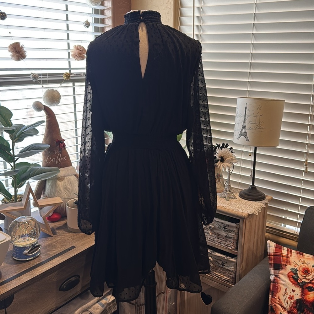 NWT Torrid Black Fit and Flare Dress with Bishop Sleeves - Picture 2 of 5